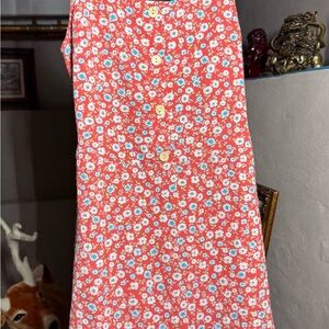 Floral Button-Up Red Dress